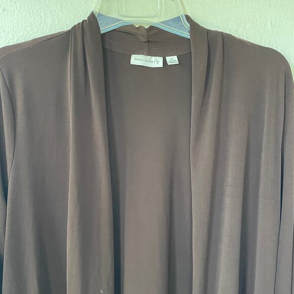 Susan Graver Liquid Knit Size XL Brown open cardigan - Picture 3 of 9